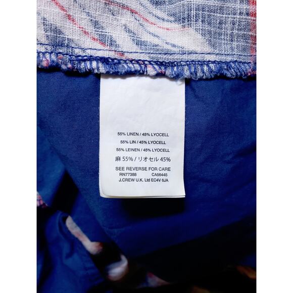 J, Crew Floral Print Linen Blend Romper Blue/Red Size 16 - Picture 8 of 8